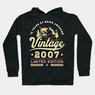 15 Years Old Vintage 2007 Limited Edition 15th Birthday Hoodie